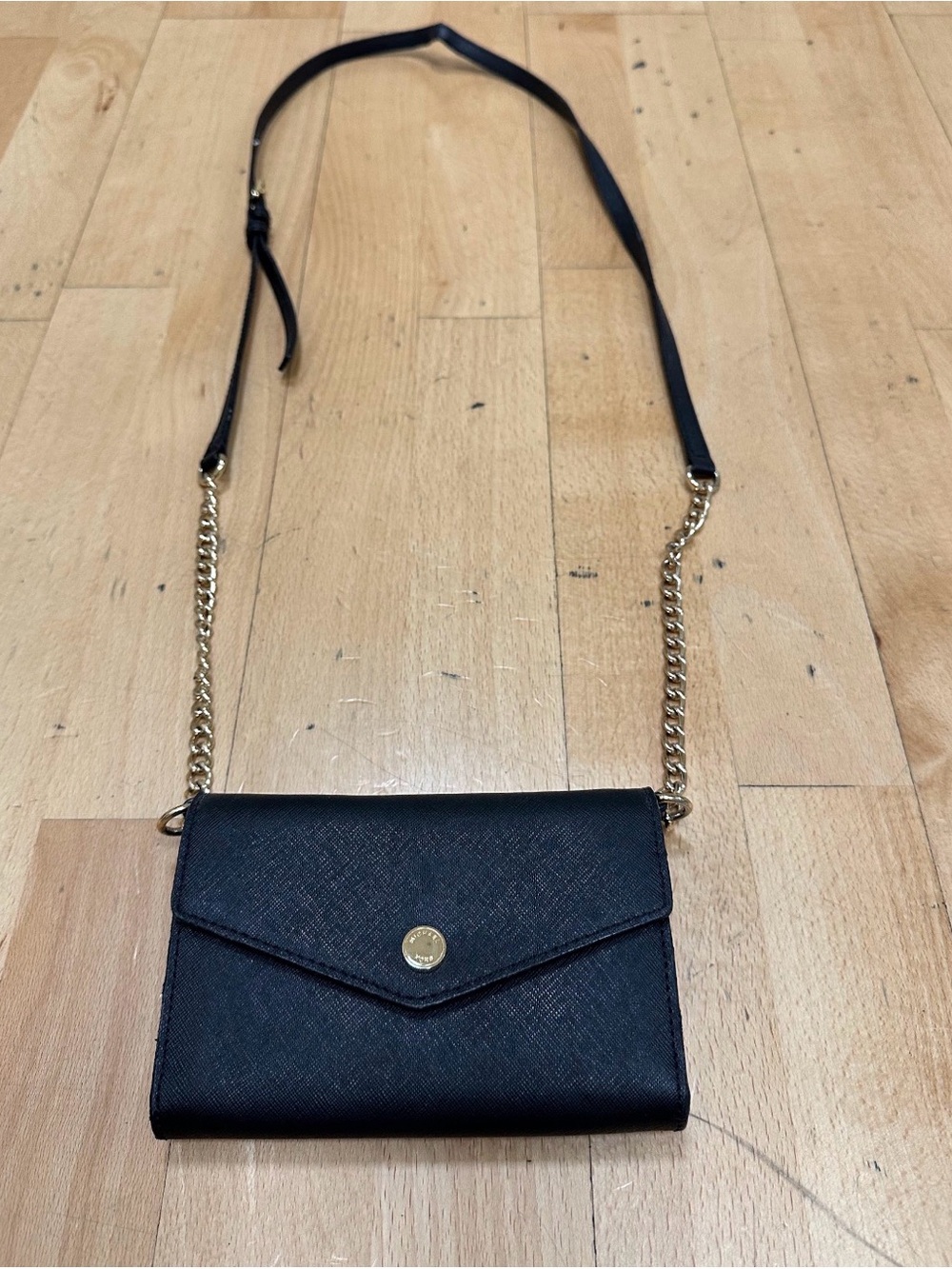 Michael Kors Black Crossbody Wallet with Gold Chain